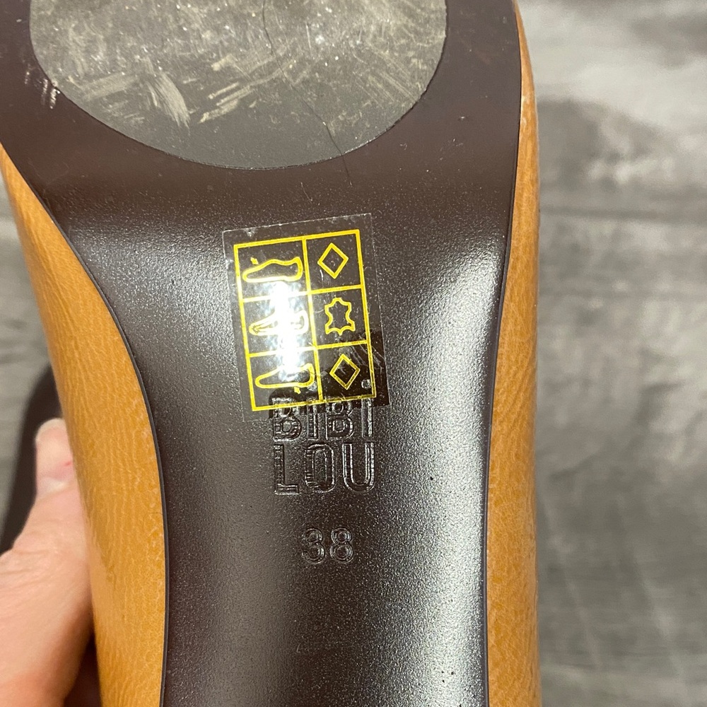 Women's Tan Block Heel Loafers - Picture 2 of 6